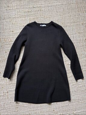 Zara Black Long-Sleeve Knit Dress